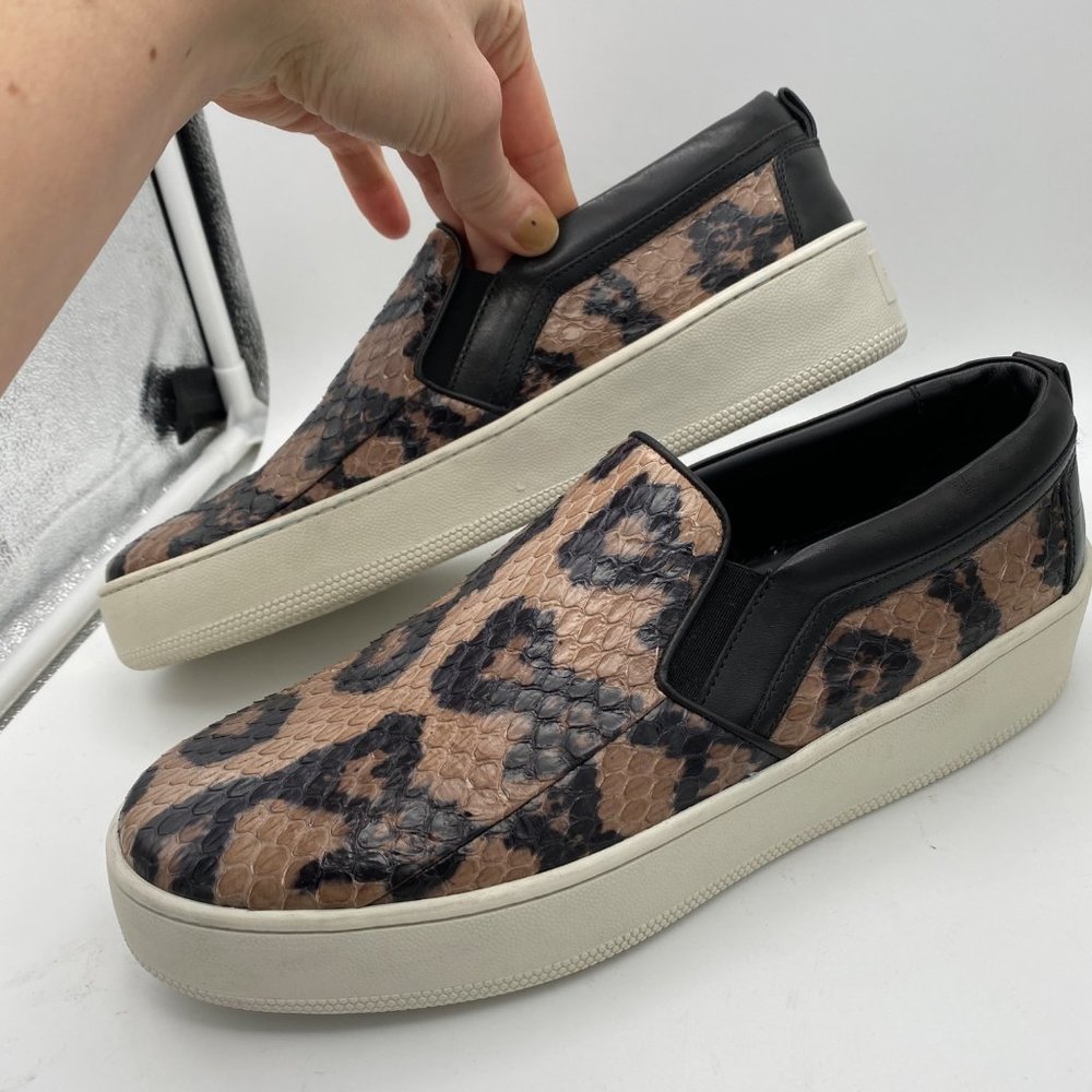 SERGIO ROSSI Genuine Python Slip On Sneakers US 8.5 Classic Luxury NWOT - Picture 5 of 8